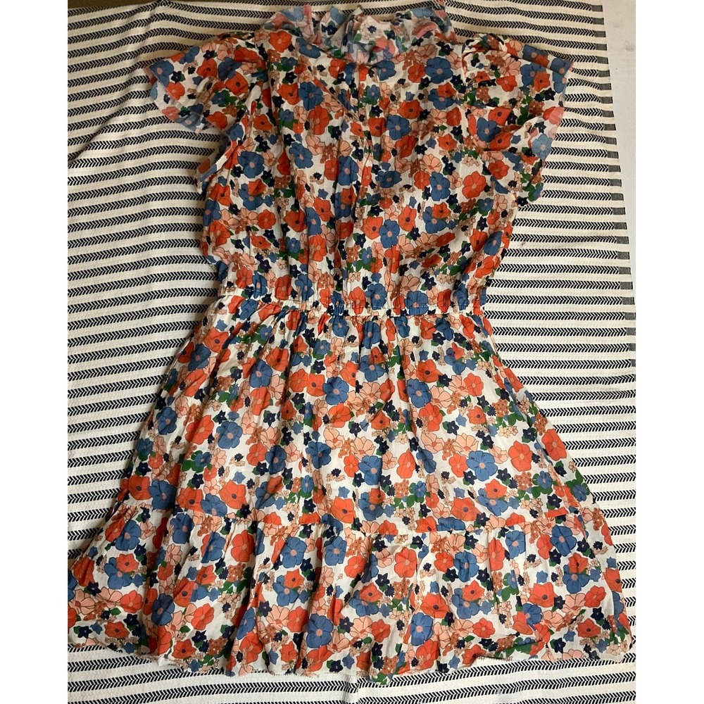 Birds of Paradis by Trovata Floral Ruffle V Neck Smocked Waist Dress, Large - Picture 2 of 12